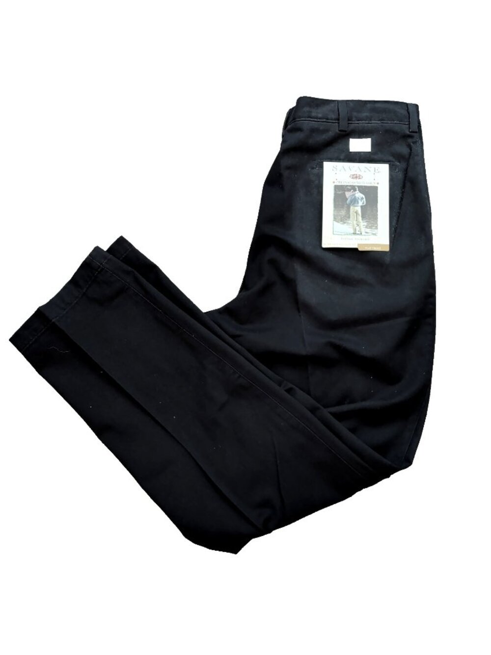 Savane Mens Pants Khaki Classics Black 36x34 Cotton Casual Business NEW-lp